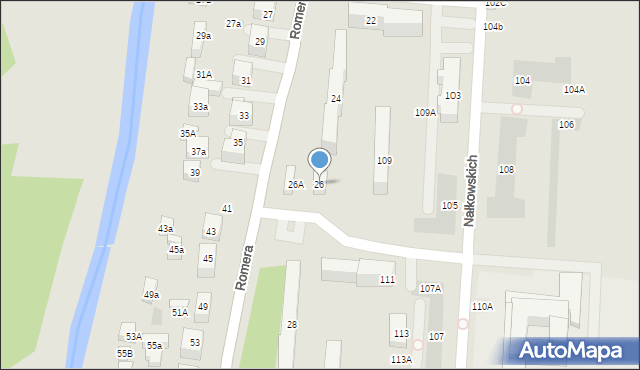 Lublin, Romera Eugeniusza, prof., 26, mapa Lublina