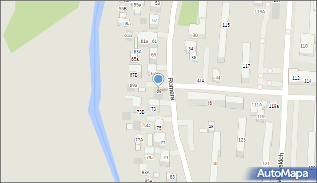 Lublin, Romera Eugeniusza, prof., 69, mapa Lublina