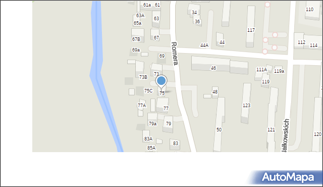 Lublin, Romera Eugeniusza, prof., 75, mapa Lublina