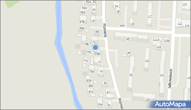 Lublin, Romera Eugeniusza, prof., 75B, mapa Lublina