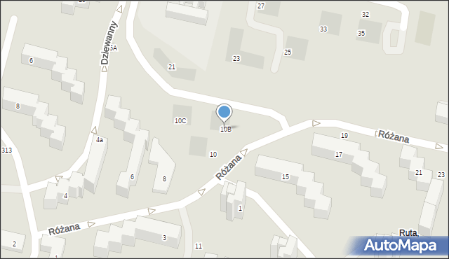 Lublin, Różana, 10B, mapa Lublina