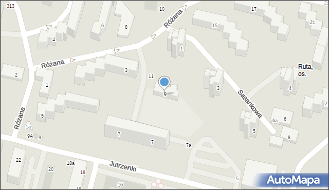 Lublin, Różana, 9, mapa Lublina