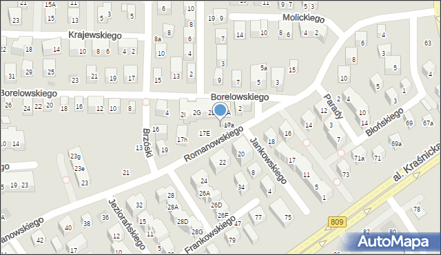 Lublin, Romanowskiego Mieczysława, 17b, mapa Lublina
