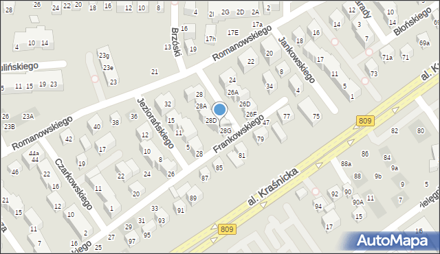 Lublin, Romanowskiego Mieczysława, 28F, mapa Lublina