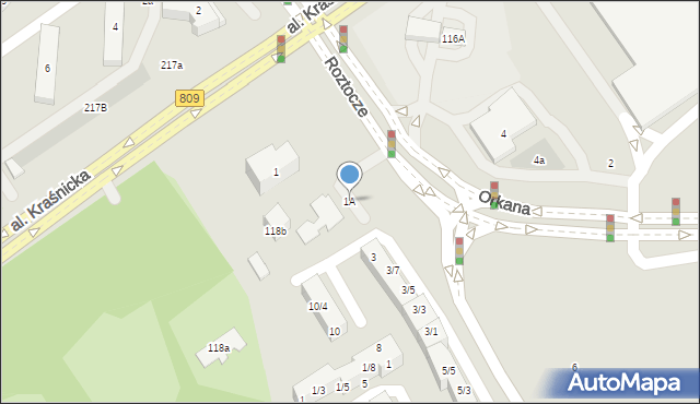 Lublin, Roztocze, 1A, mapa Lublina