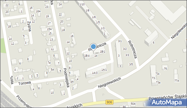 Lubliniec, Robotnicza, 1B/3, mapa Lubliniec