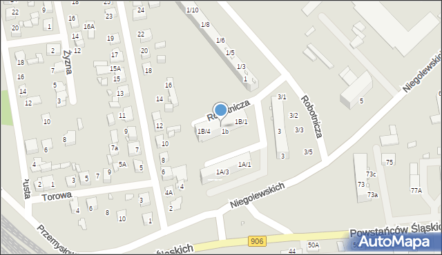 Lubliniec, Robotnicza, 1b, mapa Lubliniec