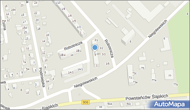Lubliniec, Robotnicza, 3, mapa Lubliniec