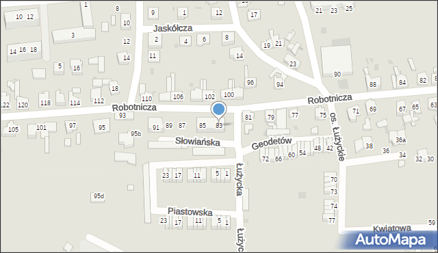 Lubsko, Robotnicza, 83, mapa Lubsko