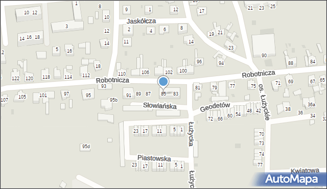 Lubsko, Robotnicza, 85, mapa Lubsko