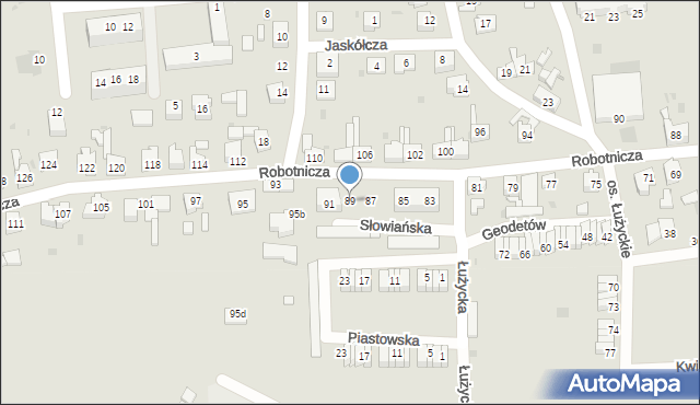 Lubsko, Robotnicza, 89, mapa Lubsko