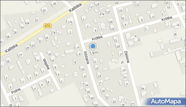 Malanów, Różana, 9, mapa Malanów