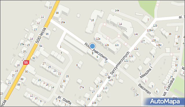 Malbork, Rodziewiczówny Marii, 8, mapa Malborka