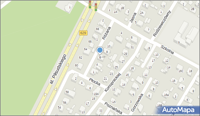 Marki, Różana, 6, mapa Marki