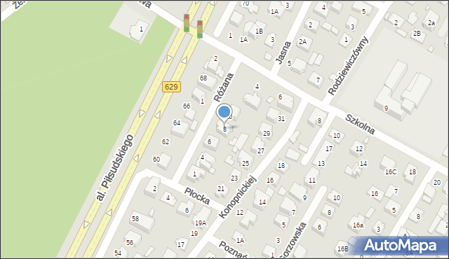 Marki, Różana, 8, mapa Marki