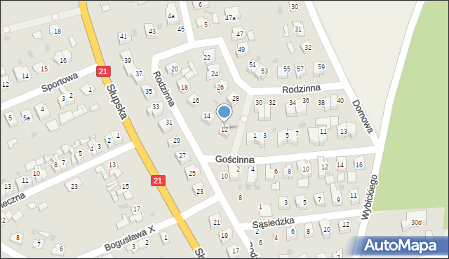 Miastko, Rodzinna, 12, mapa Miastko