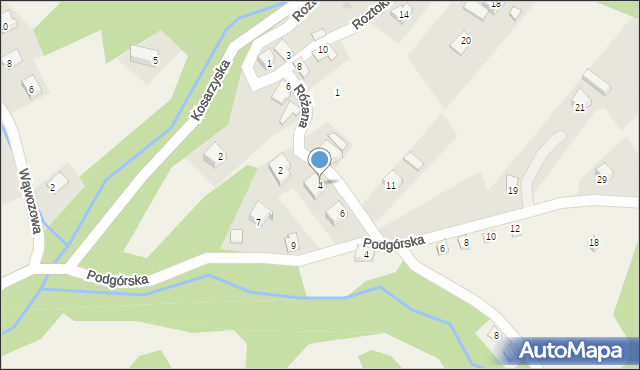 Międzybrodzie Żywieckie, Różana, 4, mapa Międzybrodzie Żywieckie