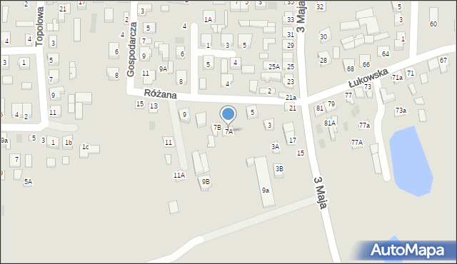 Międzyrzec Podlaski, Różana, 7A, mapa Międzyrzec Podlaski