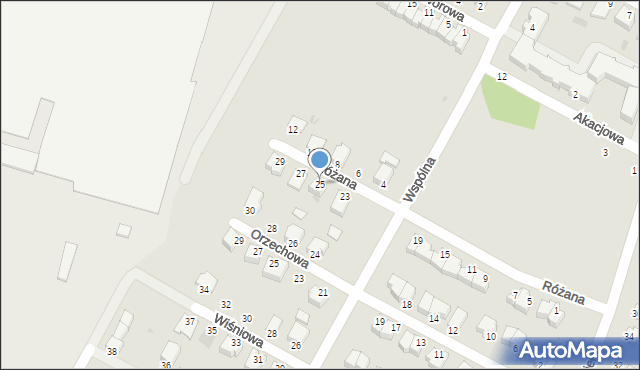 Mielec, Różana, 25, mapa Mielca