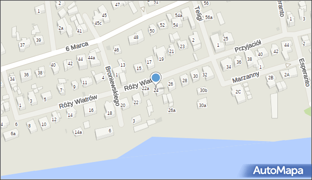 Mielno, Róży Wiatrów, 24, mapa Mielno