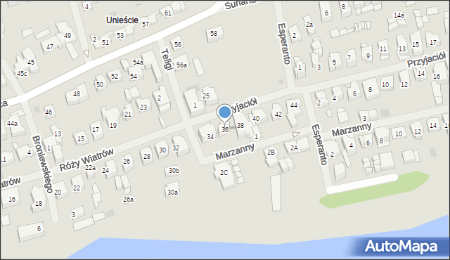 Mielno, Róży Wiatrów, 36, mapa Mielno