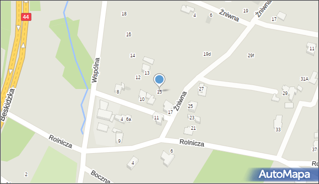 Mikołów, Rolnicza, 15, mapa Mikołów