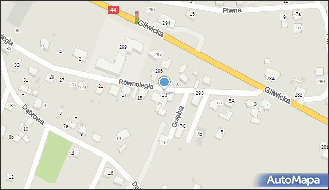 Mikołów, Równoległa, 13, mapa Mikołów