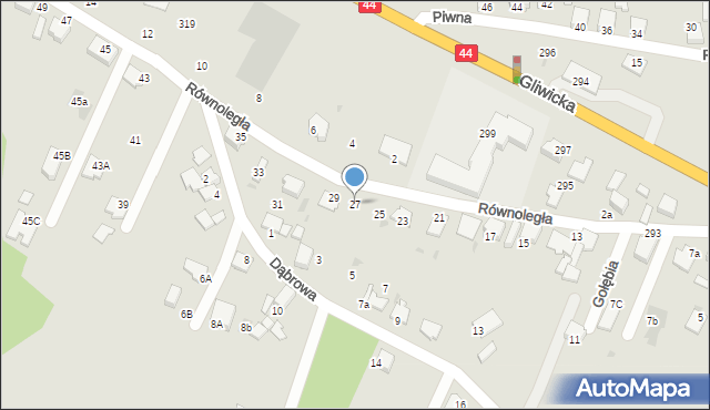 Mikołów, Równoległa, 27, mapa Mikołów