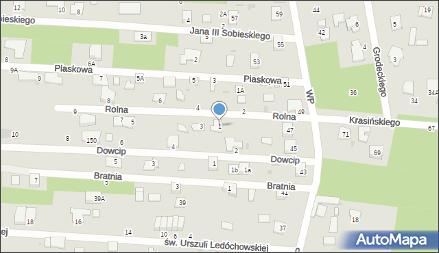 Milanówek, Rolna, 1, mapa Milanówek