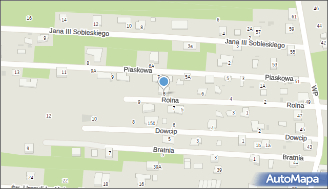Milanówek, Rolna, 8, mapa Milanówek