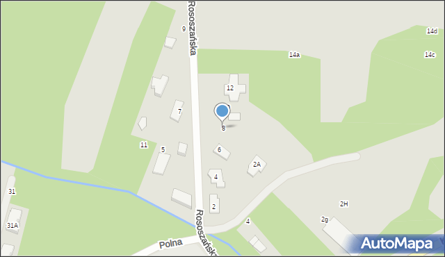 Milanówek, Rososzańska, 8, mapa Milanówek