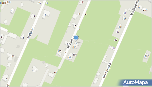 Milanówek, Różana, 8, mapa Milanówek