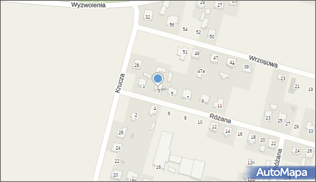 Młodzieszyn, Różana, 3, mapa Młodzieszyn