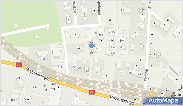 Modlniczka, Rożańskiego Adama, prof., 66, mapa Modlniczka