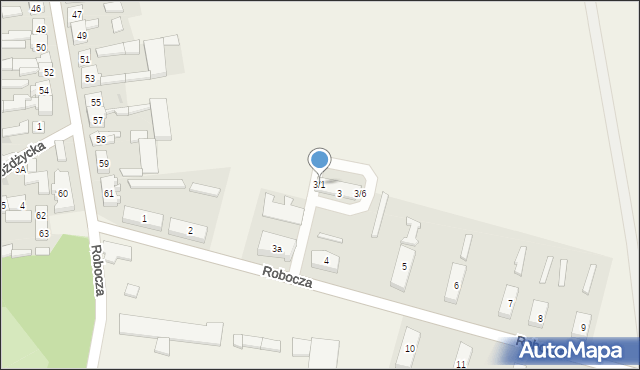 Modrze, Robocza, 3/1, mapa Modrze