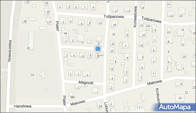 Modrzyca, Różana, 10, mapa Modrzyca