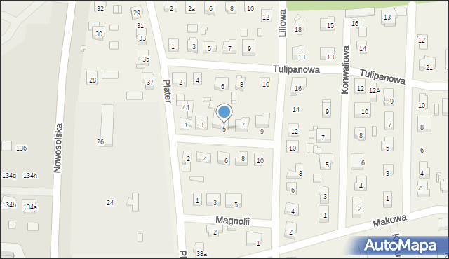 Modrzyca, Różana, 5, mapa Modrzyca