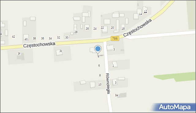 Mokrzesz, Równoległa, 4, mapa Mokrzesz