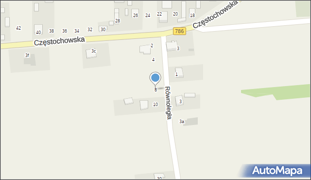 Mokrzesz, Równoległa, 8, mapa Mokrzesz