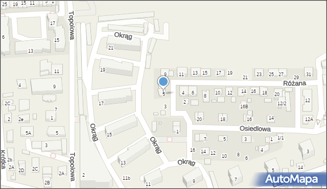 Mysiadło, Różana, 5, mapa Mysiadło