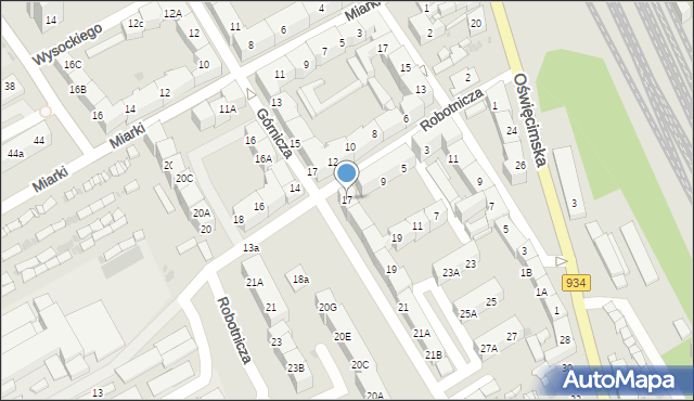 Mysłowice, Robotnicza, 17, mapa Mysłowice