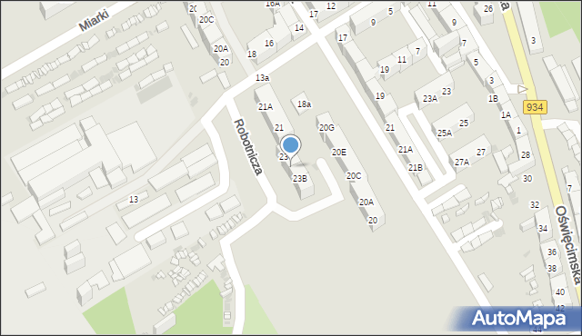 Mysłowice, Robotnicza, 23A, mapa Mysłowice