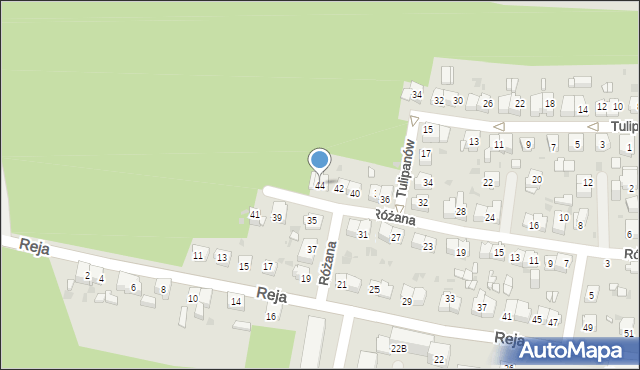 Mysłowice, Różana, 44, mapa Mysłowice