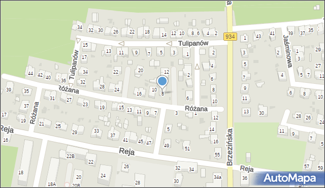 Mysłowice, Różana, 8, mapa Mysłowice