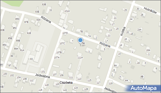 Myszków, Różana, 5, mapa Myszków