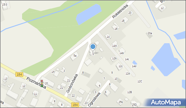 Napachanie, Rokietnicka, 1, mapa Napachanie