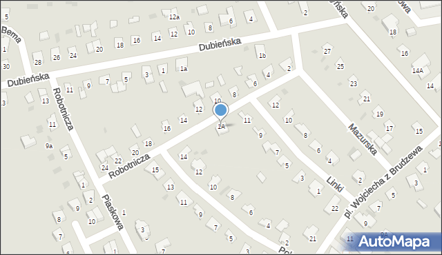 Nidzica, Robotnicza, 1A, mapa Nidzica