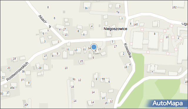 Niegoszowice, Rostworowskich, 7, mapa Niegoszowice
