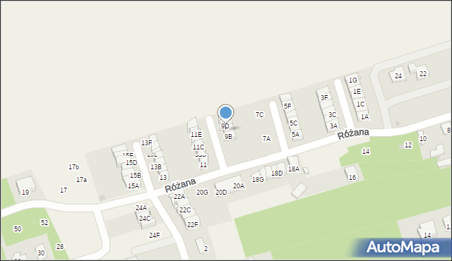 Nieporęt, Różana, 9C, mapa Nieporęt