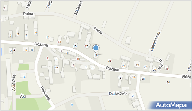 Nowe Żabno, Różana, 19, mapa Nowe Żabno